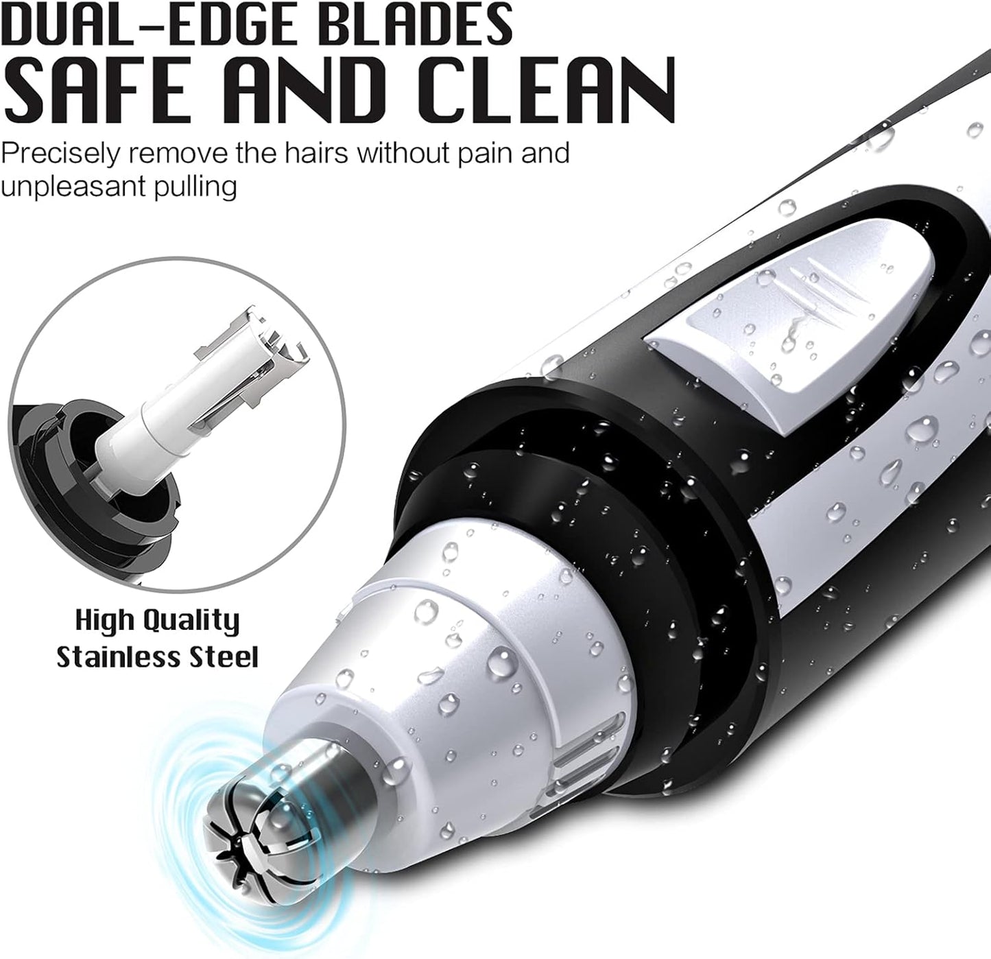 Ear and Nose Hair Trimmer Clipper, 2025 Professional Painless Eyebrow & Facial Hair Trimmer for Men Women, Battery-Operated Trimmer with IPX7 Waterproof, Dual Edge Blades for Easy Cleansing