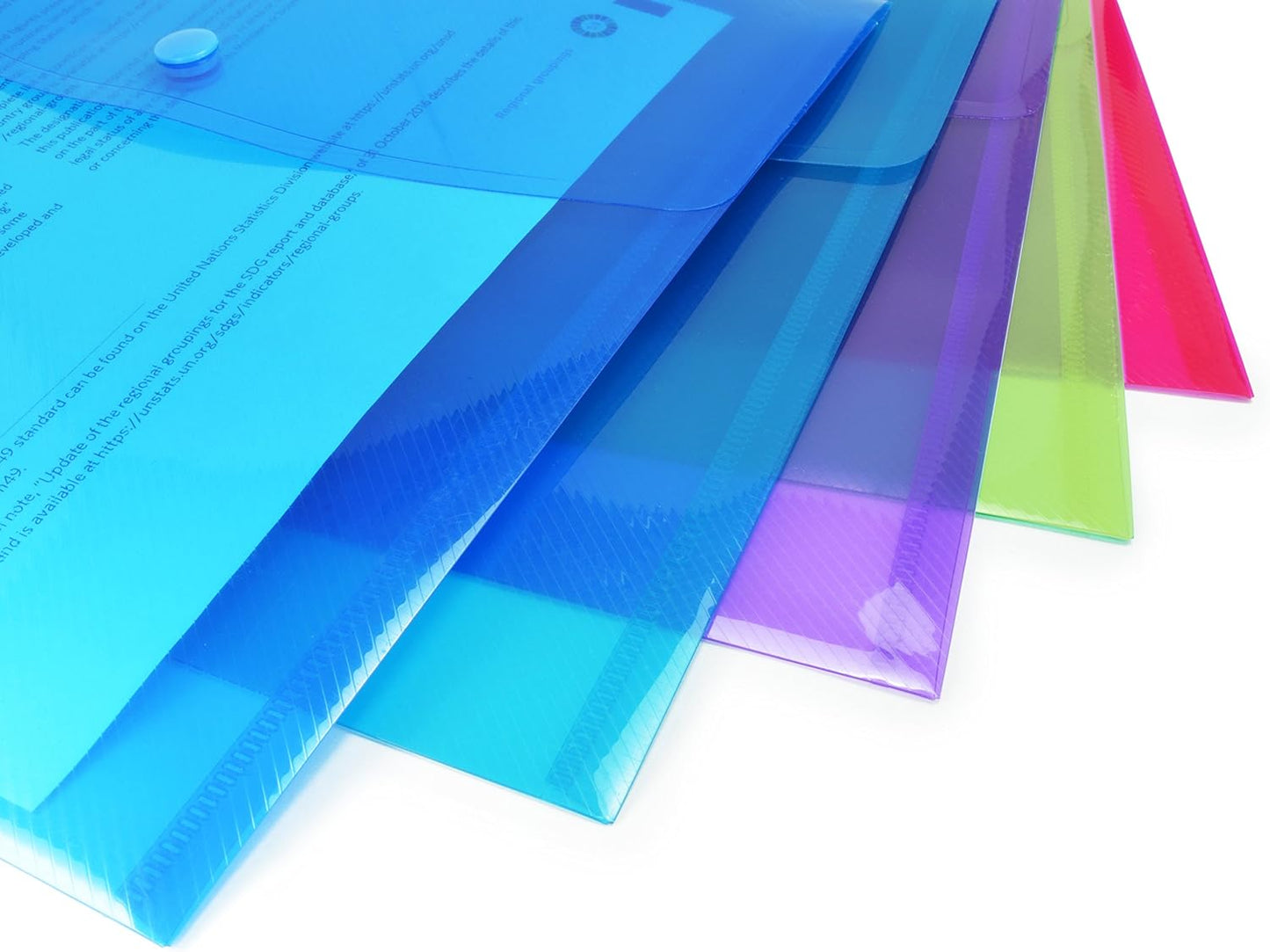 Rapesco 0700 ID Popper Wallet, A4+, Bright Transparent Colours, Pack of 5