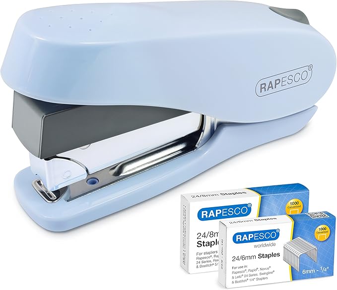 Rapesco 1688 ECO Less Effort Flat Clinch Stapler with 2000 Type 24/6mm Staples, 35 Sheet Capacity, Black