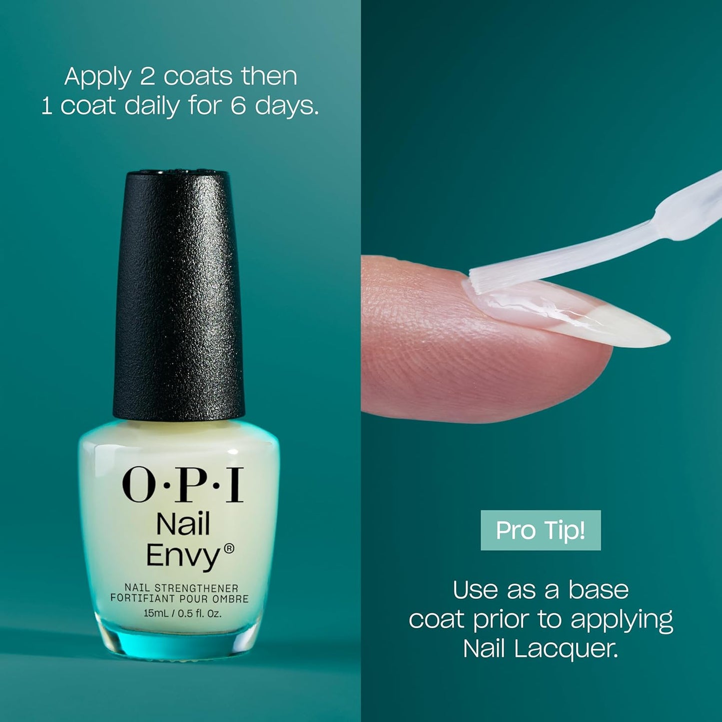 OPI Nail Envy Nail Polish | Nail Strengthener Treatment for Strong Natural Nails | Vegan Nail Repair and Strength for Damaged Nails I OPI Nail Polish, 15ml