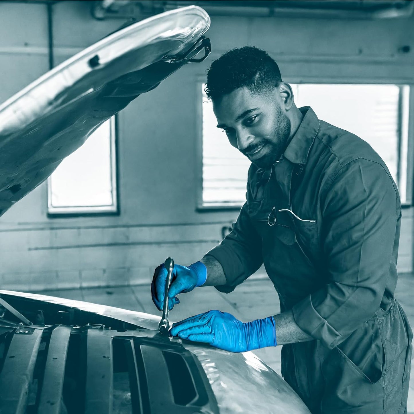 UNIGLOVES PRO.TECT Blue Nitrile Disposable Gloves, Extended Cuff, Nitrile Gloves, Size XL