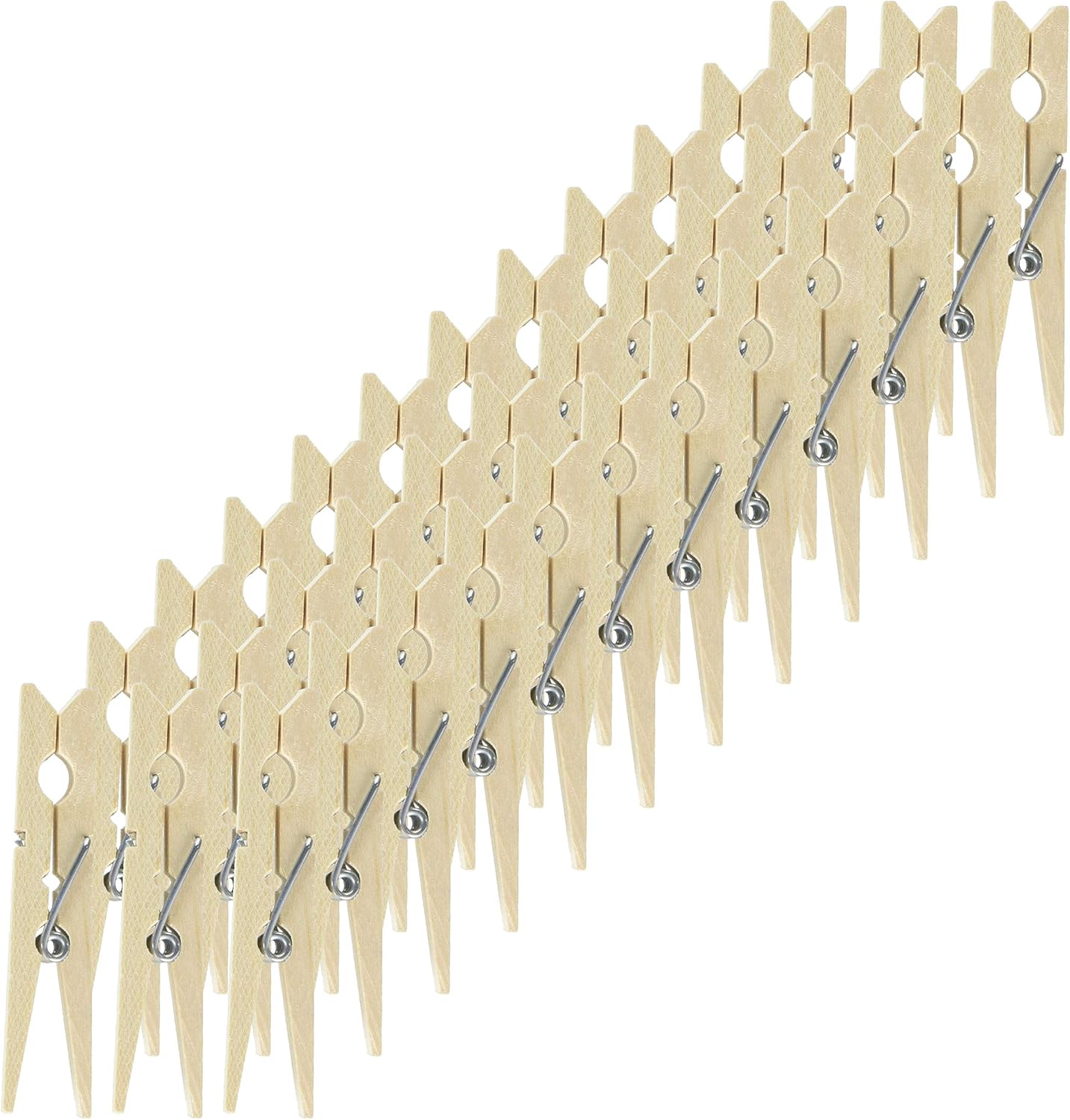 Elliott Hardwood Clothes Pegs with Metal Coil Spring for Firm Grip, Contoured to Prevent Leaving Marks on Clothing, This Pack Include 36 Pegs Ideal for Outdoor and Indoor Use