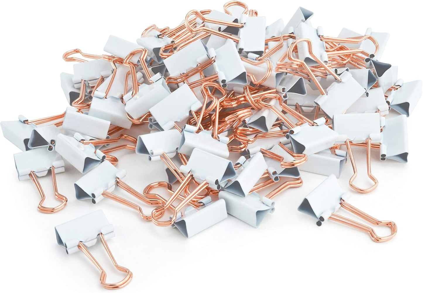 Rapesco 1508 19 mm Foldback Clips, White with Rose Gold Handles, Pack of 80
