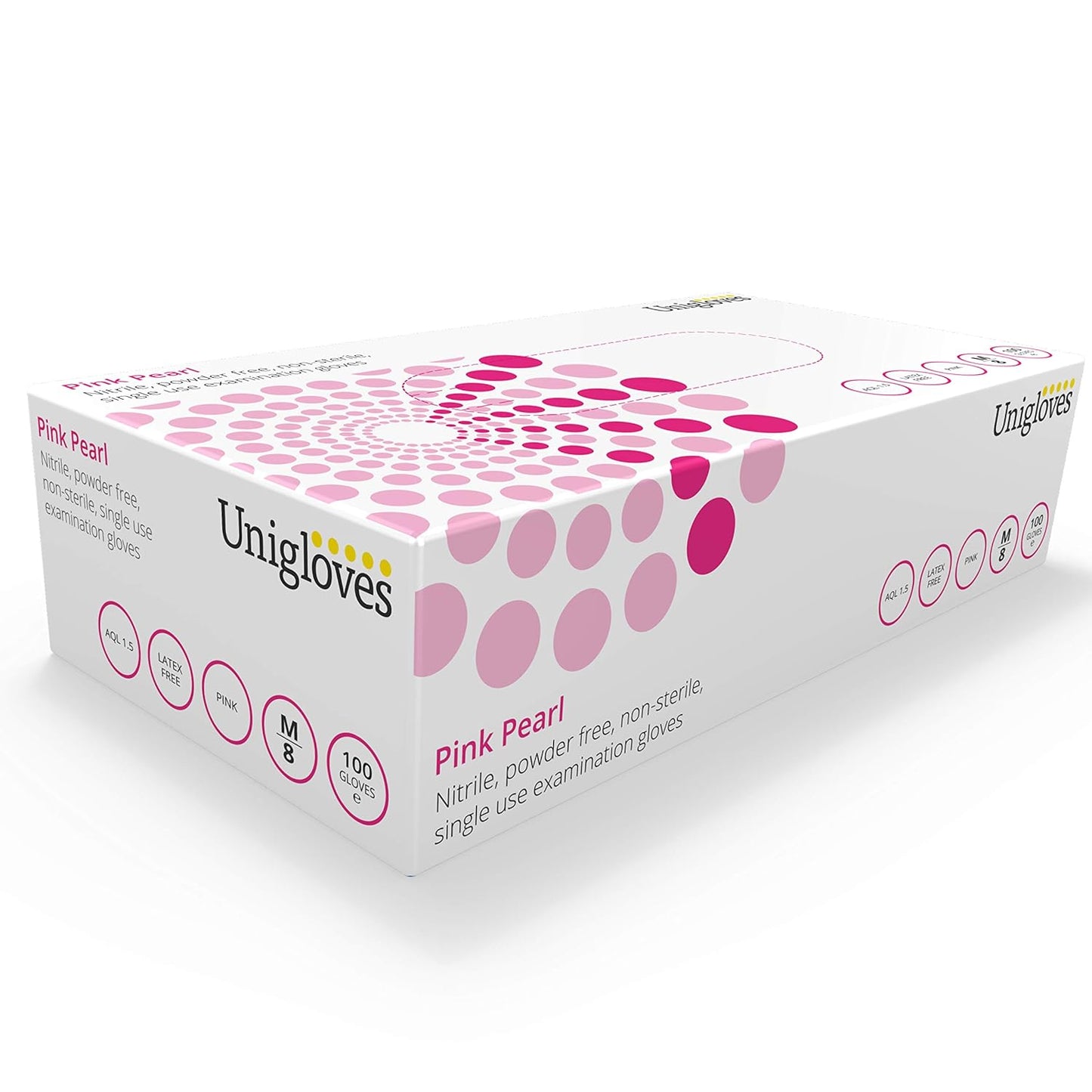 Unigloves Pink Pearl Nitrile Examination Gloves - Multipurpose, Powder Free and Latex Free Disposable Gloves - Box of 100 Gloves, Pink, Small (GP0052)