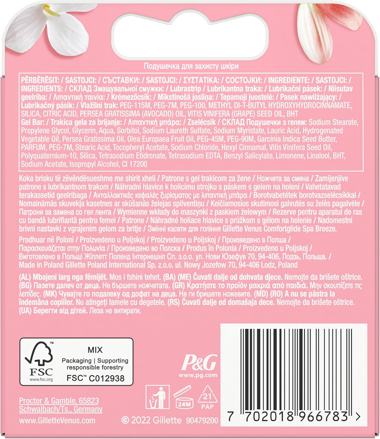 Gillette Venus Comfortglide Spa Breeze Women's Razor Blade Refills, Pack of , 3 built-in blades for a smooth, close shave that lasts