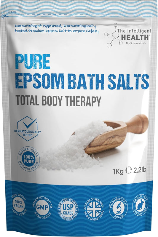 The Intelligent Health Pure Epsom Salts | Magnesium Sulphate Bath Salt, Herbal (1 kg (Pack of 1))