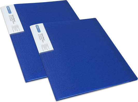 Rapesco 1675 Presentation Folder with Antibacterial Protection, 40 Pockets, A4, Blue, Pack of 2