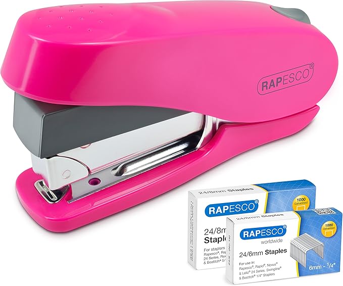 Rapesco 1688 ECO Less Effort Flat Clinch Stapler with 2000 Type 24/6mm Staples, 35 Sheet Capacity, Black