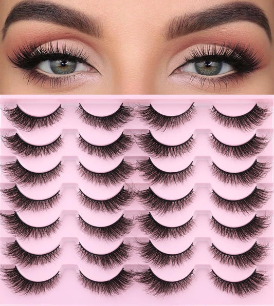 28 Pairs False Lashes - Natural Short Eyelashes, Mink Lash Pack - Cat Eye & Fox Eye Lashes