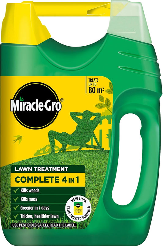 Miracle-Gro 121187 EverGreen Complete 4-in-1 Spreader, Lawn Food, Weed & Moss Control, 80 m2, Yellow