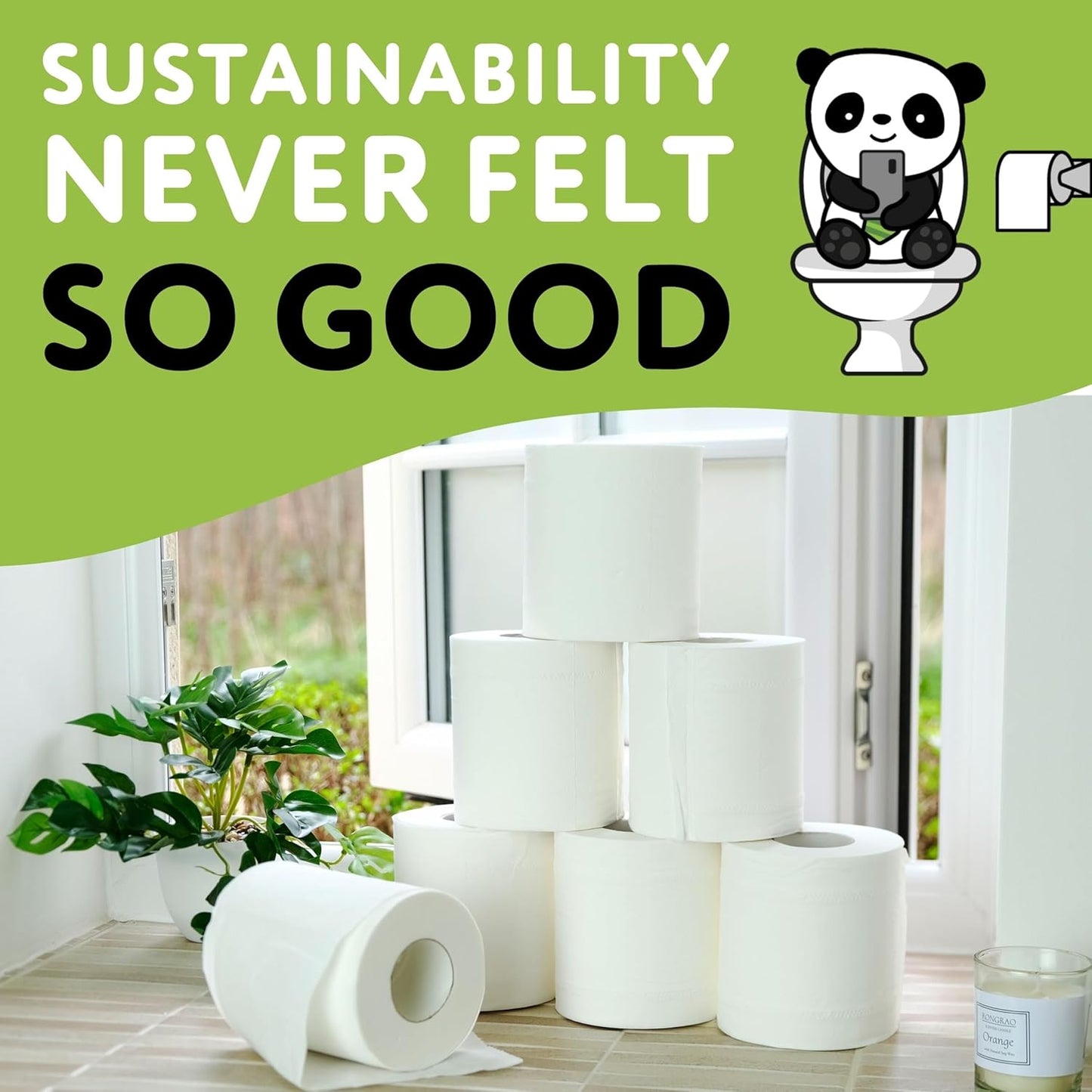 The Cheeky Panda Bamboo Toilet Paper – 9 Rolls of Toilet Paper | Plastic Free Packaging and Sustainable Toilet Tissue | 100% Compostable