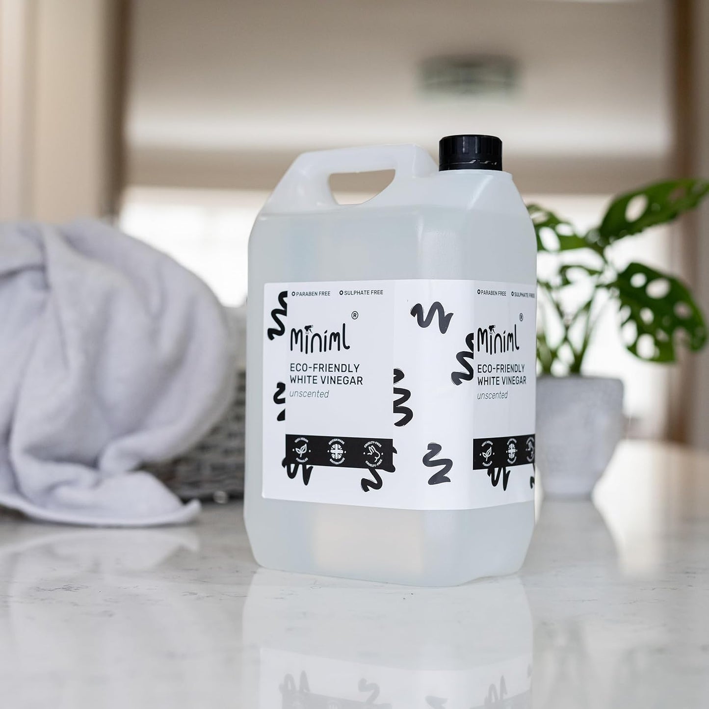 Miniml Eco White Vinegar Cleaning - All Natural Multi-Surface & Multi-Purpose Cleaner, Limescale Remover, Laundry Softener & More - 100% Vegan & Cruelty Free (5L (Pack of 1)