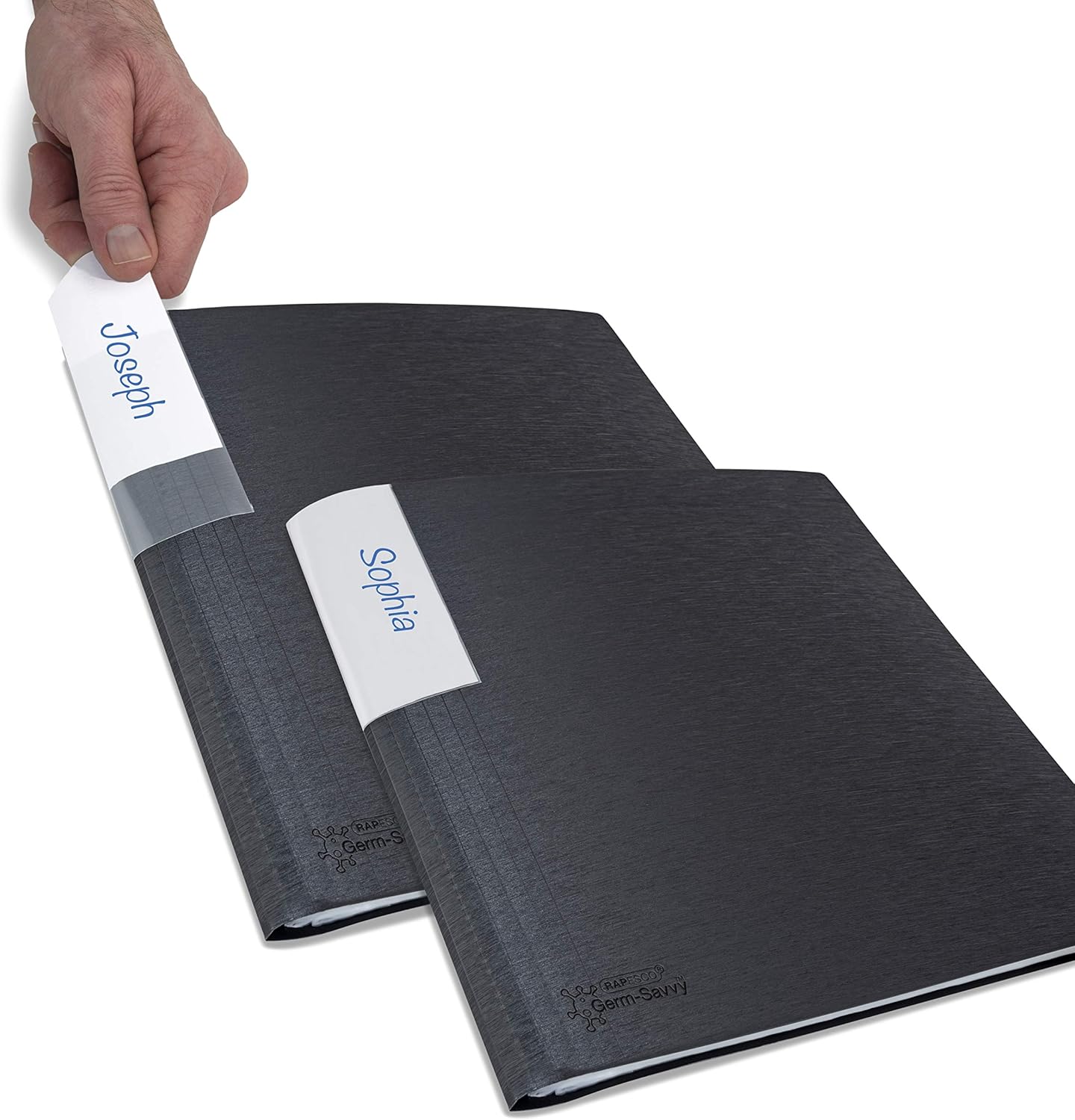 Rapesco 1645 Presentation Folder with Antibacterial Protection, 100 Pockets, A4, Black, Pack of 2