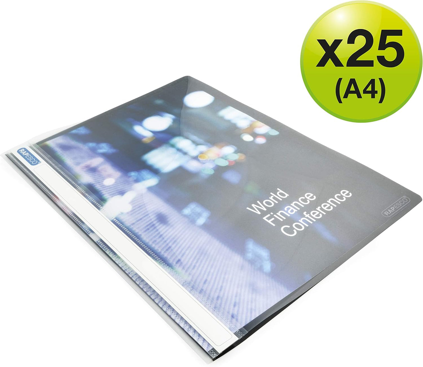 Rapesco 1593 Report File, A4, Black, Pack of 25