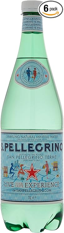 San Pellegrino Carbonated Natural Mineral Water, 6 x 1 Litre