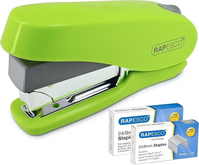Rapesco 1688 ECO Less Effort Flat Clinch Stapler with 2000 Type 24/6mm Staples, 35 Sheet Capacity, Black
