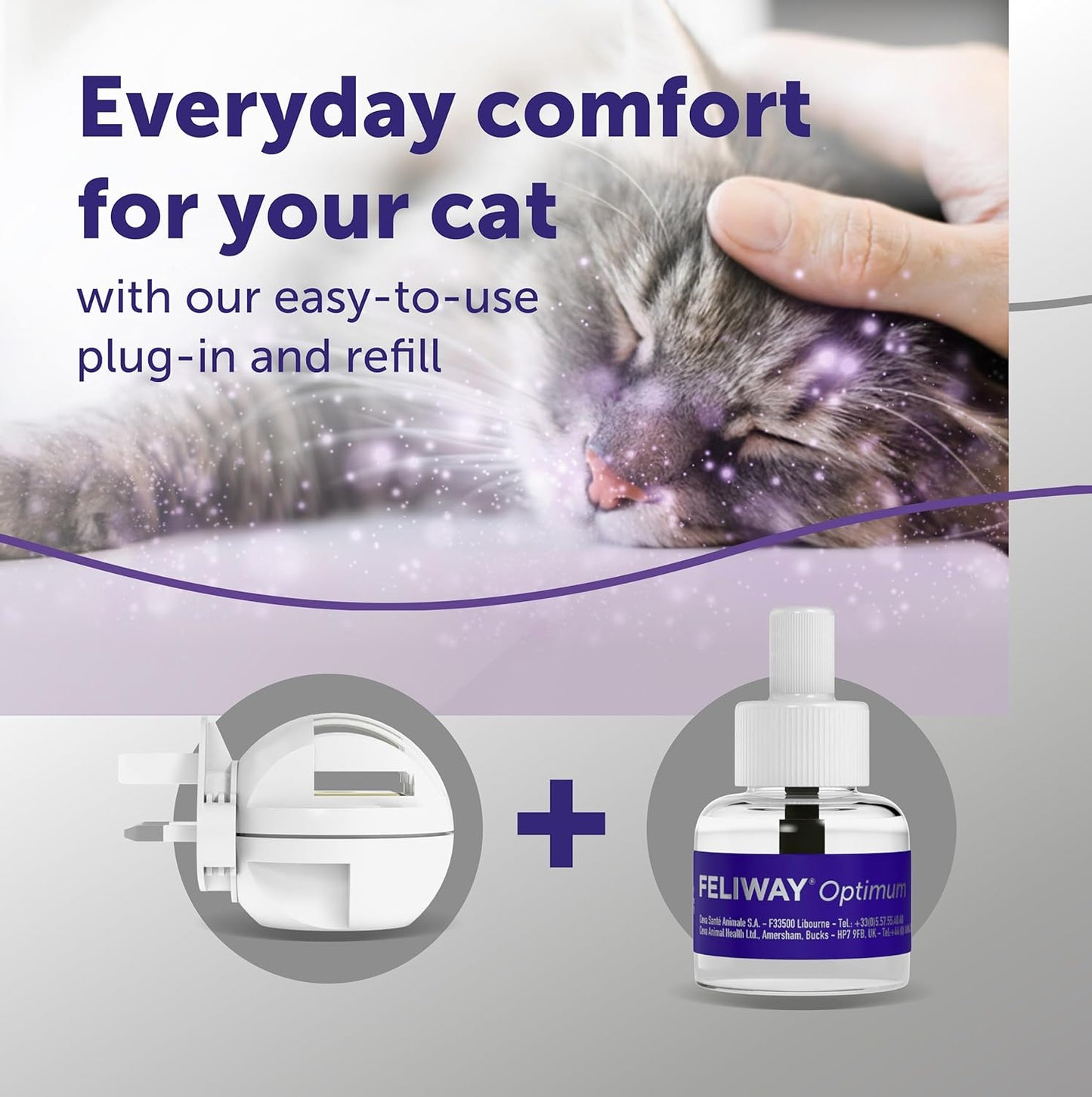 FELIWAY Optimum 30 Day Cat Calming Plug In Pheromone Diffuser Starter Kit, 48ml - Helps Solve all Common Signs of Stress in Cats & Kittens, Veterinary Recommended, Clinically Proven, Enhanced Serenity