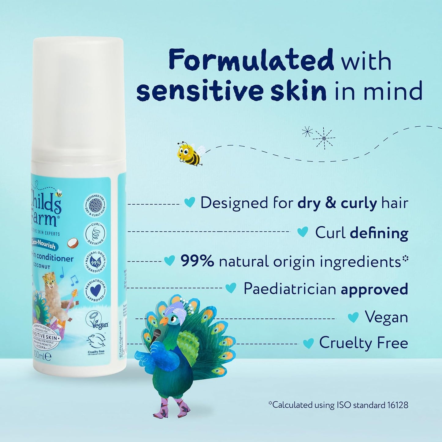 Childs Farm Coco-Nourish Leave-in Conditioner Hair Spray, Define Curls, Smooth, Styling Protector, Coconut, Kids, 100ml