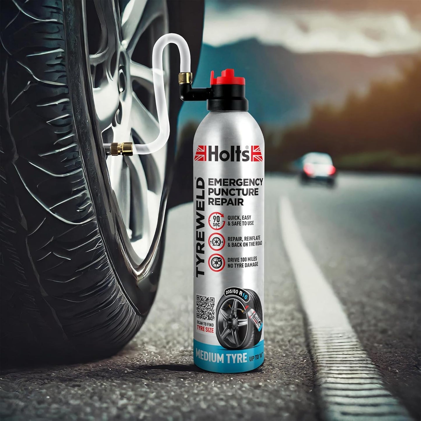 Holts Tyreweld Puncture Sealant Emergency Tyre Repair Foam Car Puncture Repair Kit Sealant, Quick & Easy Flat Tyre Foam, Drive Up To 100 Miles, No Tools Needed Unscented, 400ml , Pack of 1