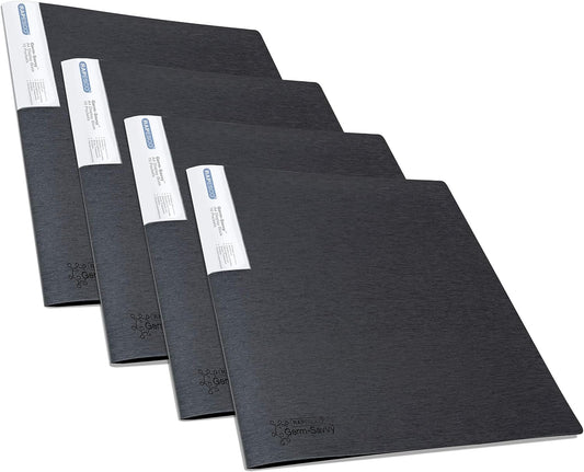 Rapesco 1642 Presentation Folder with Antibacterial Protection, 10 Pockets, A4, Black, Pack of 4
