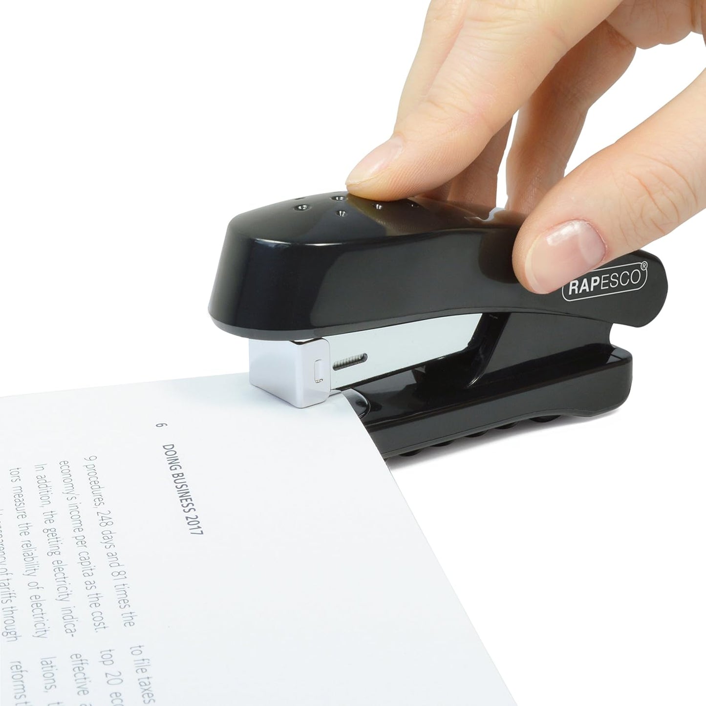 Rapesco R53800B1 Snapper Half-Strip Stapler, 20 Sheet Capacity, Black