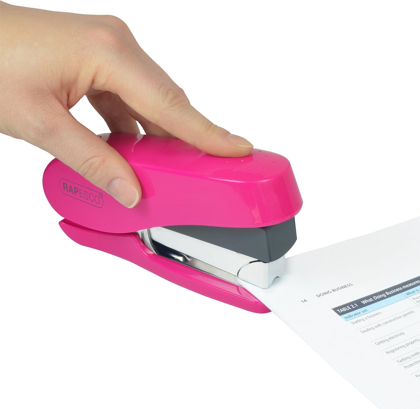 Rapesco 1468 Luna Less Effort Stapler with 2000 Staples, 50 Sheet Capacity, Hot Pink