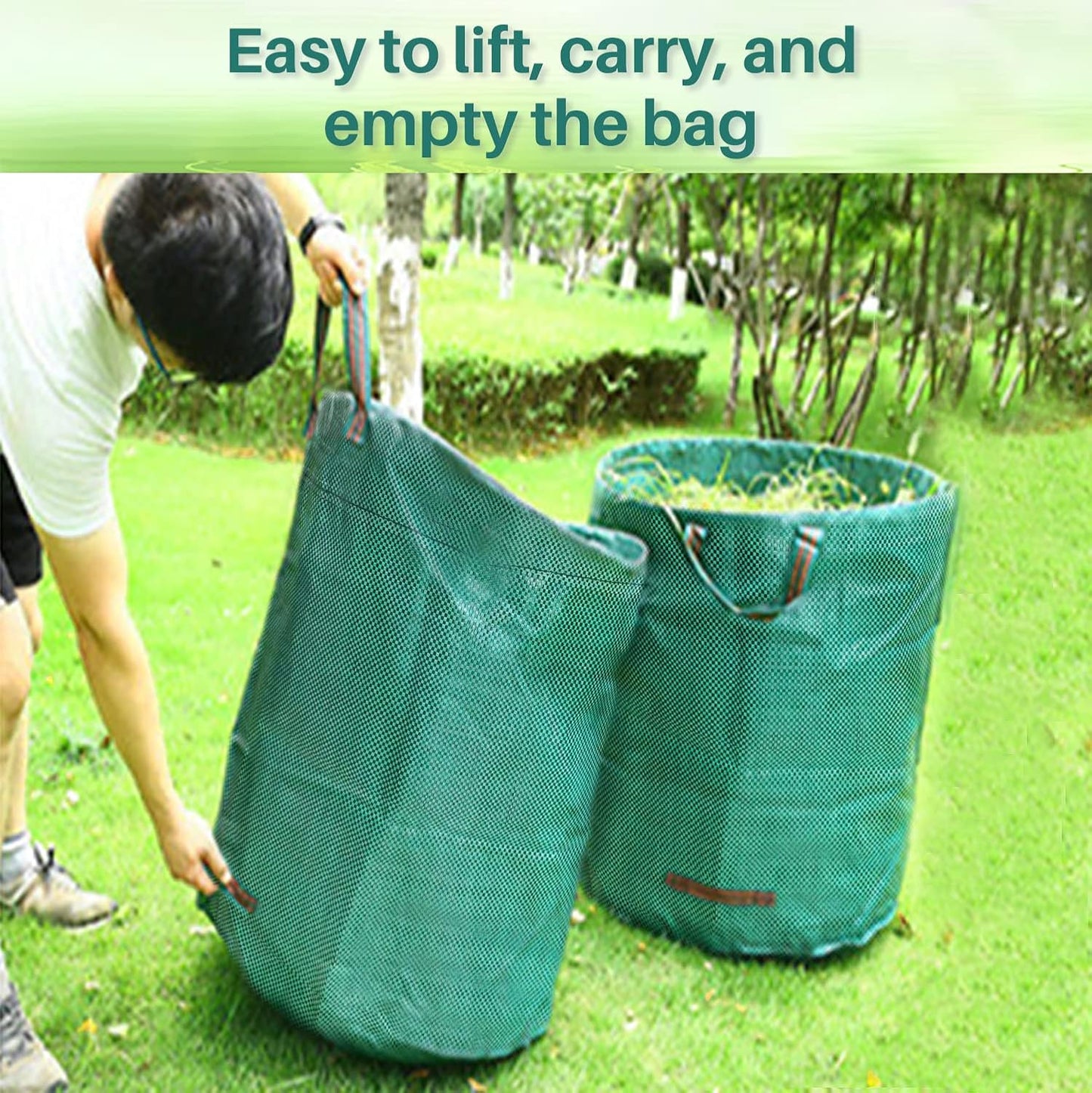 Singwow Garden Waste Bags 500L x 2 Heavy Duty Garden Bags, Reusable Garden Sacks with Handles, Ideal for Collecting Garden Waste, Plant waste grass and Leaves (500L)