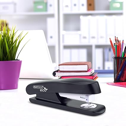 Rapesco 1756 Business Pack: 4 ECO Half Strip Staplers and 4 Boxes of 1000 26/6mm Staples, 20 Sheet Capacity, Black