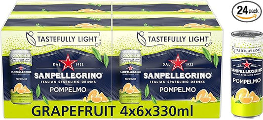 San Pellegrino Italian Sparkling Drinks Tastefully Light Sparkling Grapefruit Canned Soft Drink 24 x 330ml | 70 kCals per Can