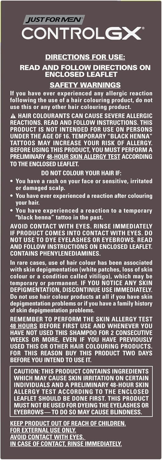 Just For Men Control GX Grey Reducing Shampoo For Grey Hair, With Coconut Oil & Aloe Vera, New Improved Formula - All Shades, 118ml, packaging may vary