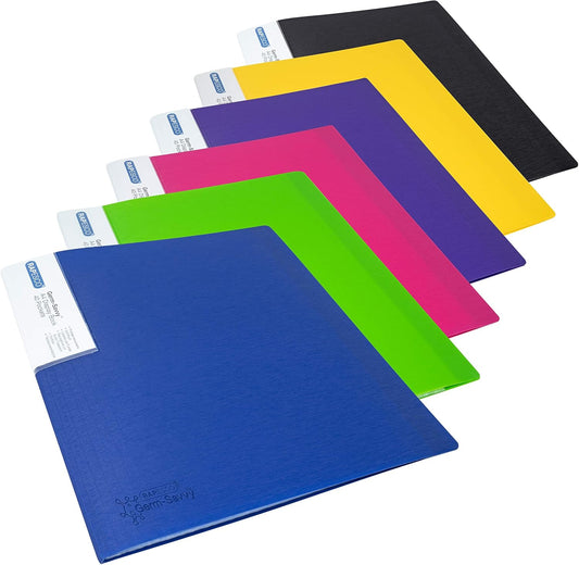 Rapesco 1647 Presentation Folder with Antibacterial Protection, 40 Pockets, A4, Assorted Colours, Pack of 6