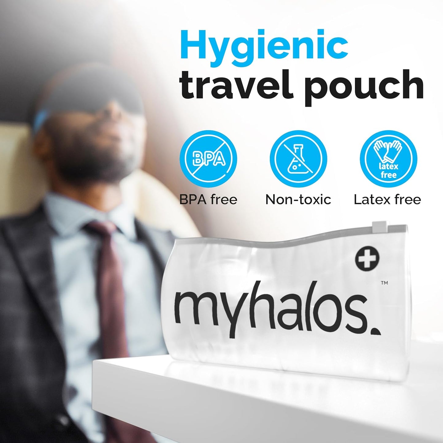 MyHalos 100% Blackout Sleep Masks for Women & Men - Zero Eye Pressure Eye Mask for Sleeping -Our Halo Sleep Mask Includes a Storage Pouch- Black Eye Mask for Travel or Blindfold