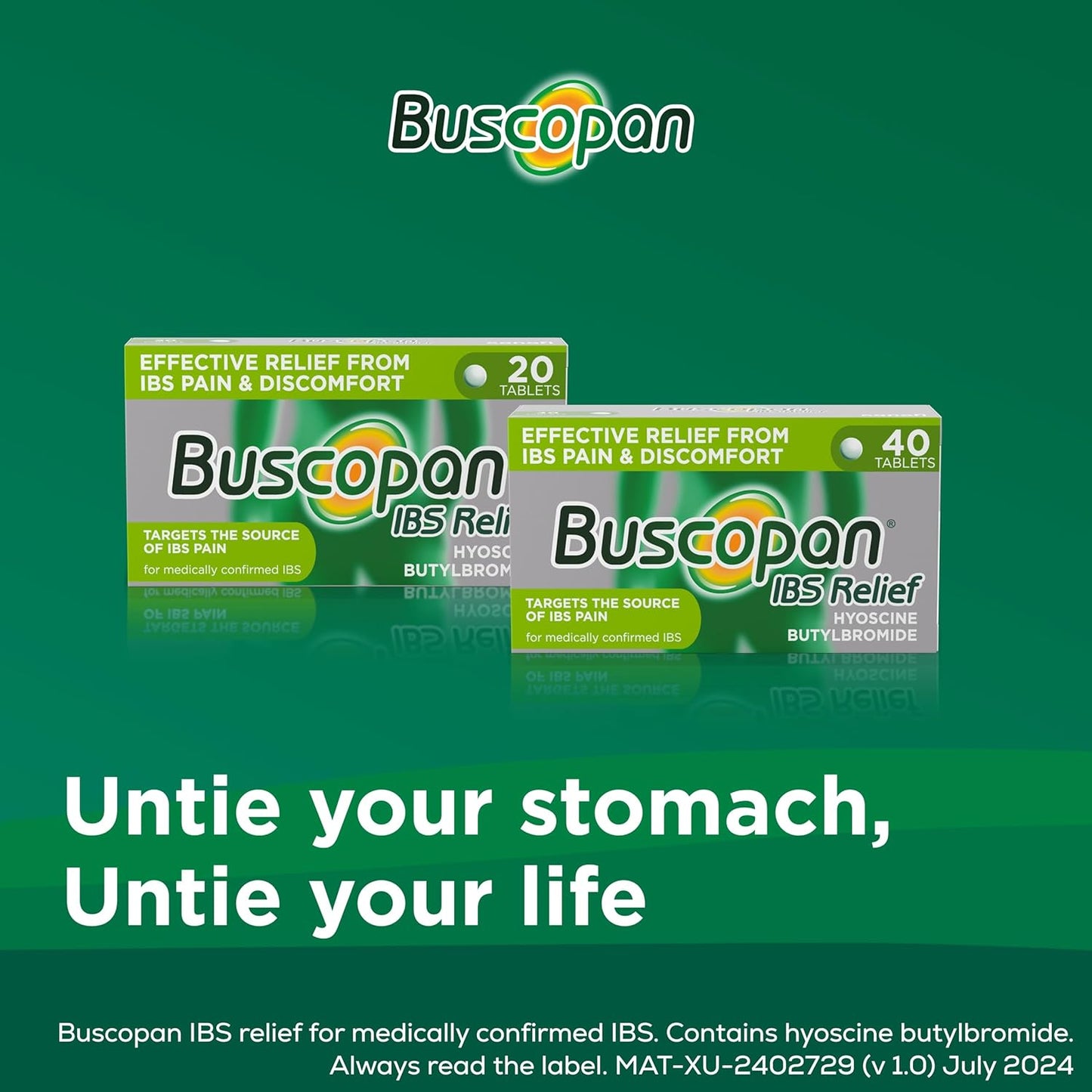 Buscopan IBS Relief - Targets the Source of IBS Pain and Cramps- starts to work in 15 minutes - 40 Tablets- - Relief from IBS Pain & discomfort, 40 Count (Pack of 1)