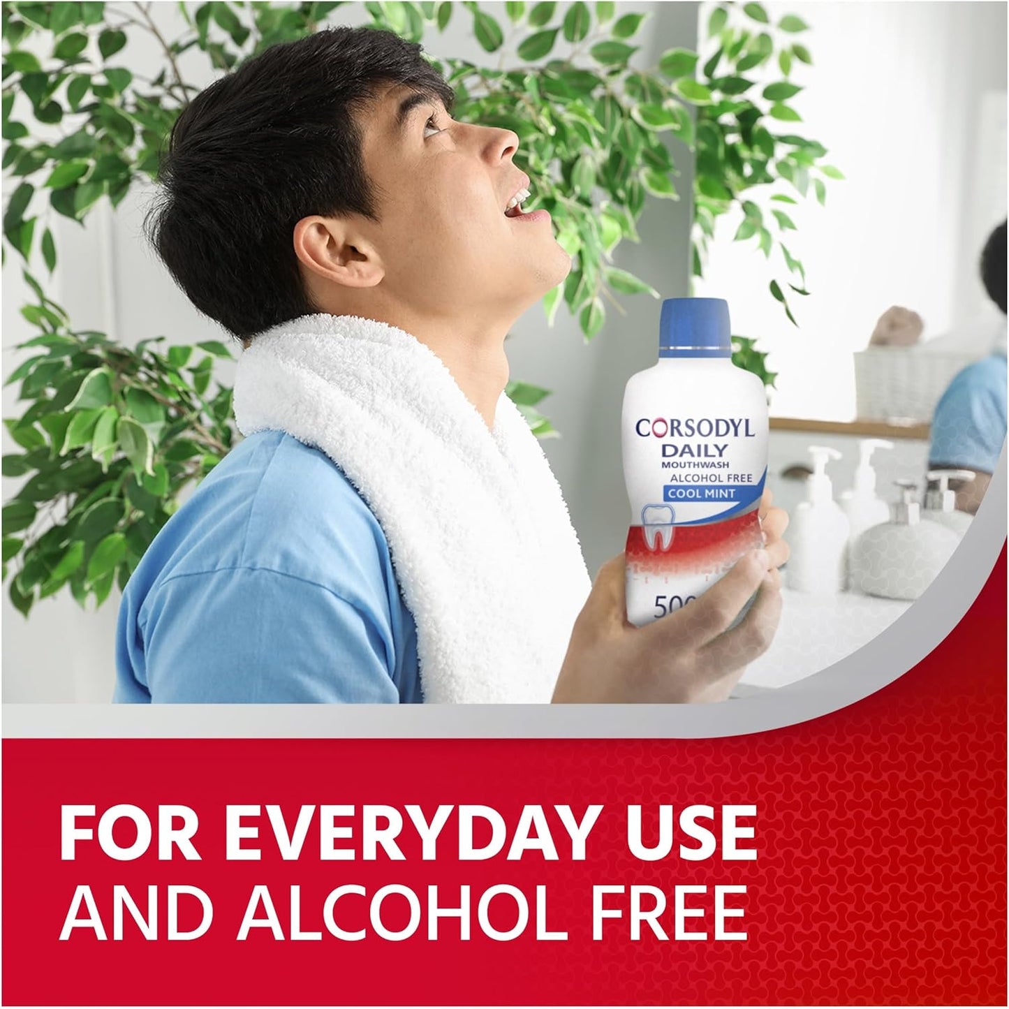 Corsodyl Mouthwash Daily Gum Health, Fluoride Mouthwash, Alcohol Free, Cool Mint, 500ml