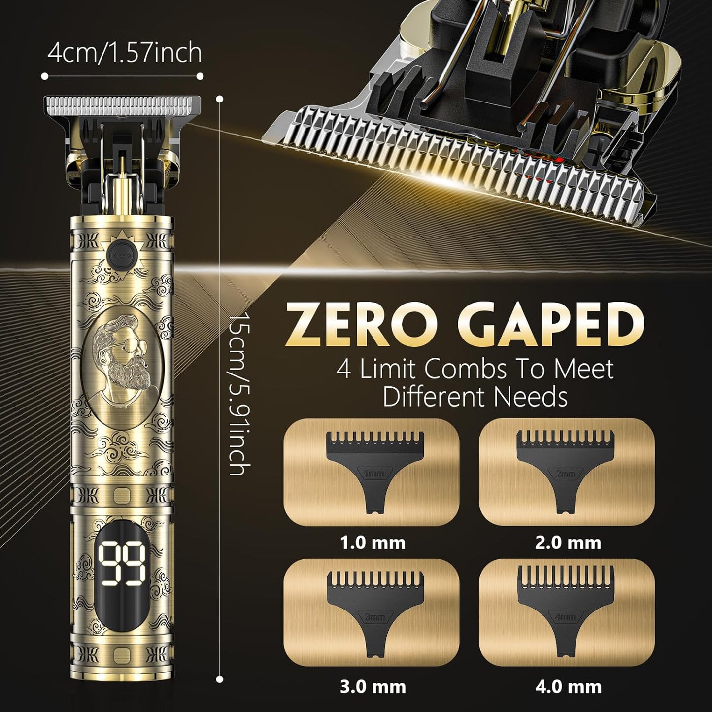 Beard Trimmer & Hair Clippers, Cordless Rechargeable Trimmer for Men, Premium Professional Barber Grooming Set with Zero Gapped T Blade Shaver & LCD Display Gift