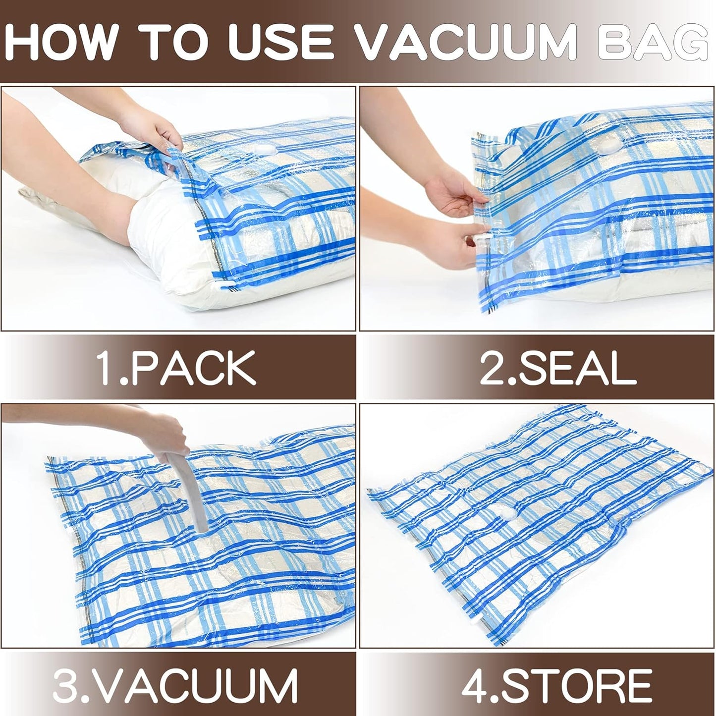 STORAGE MASTER Vacuum Storage Bags, 8-pack Jumbo Size Space Saver Bags 80% More Storage Space with Hand Pump (Jumbo 8 Pack)