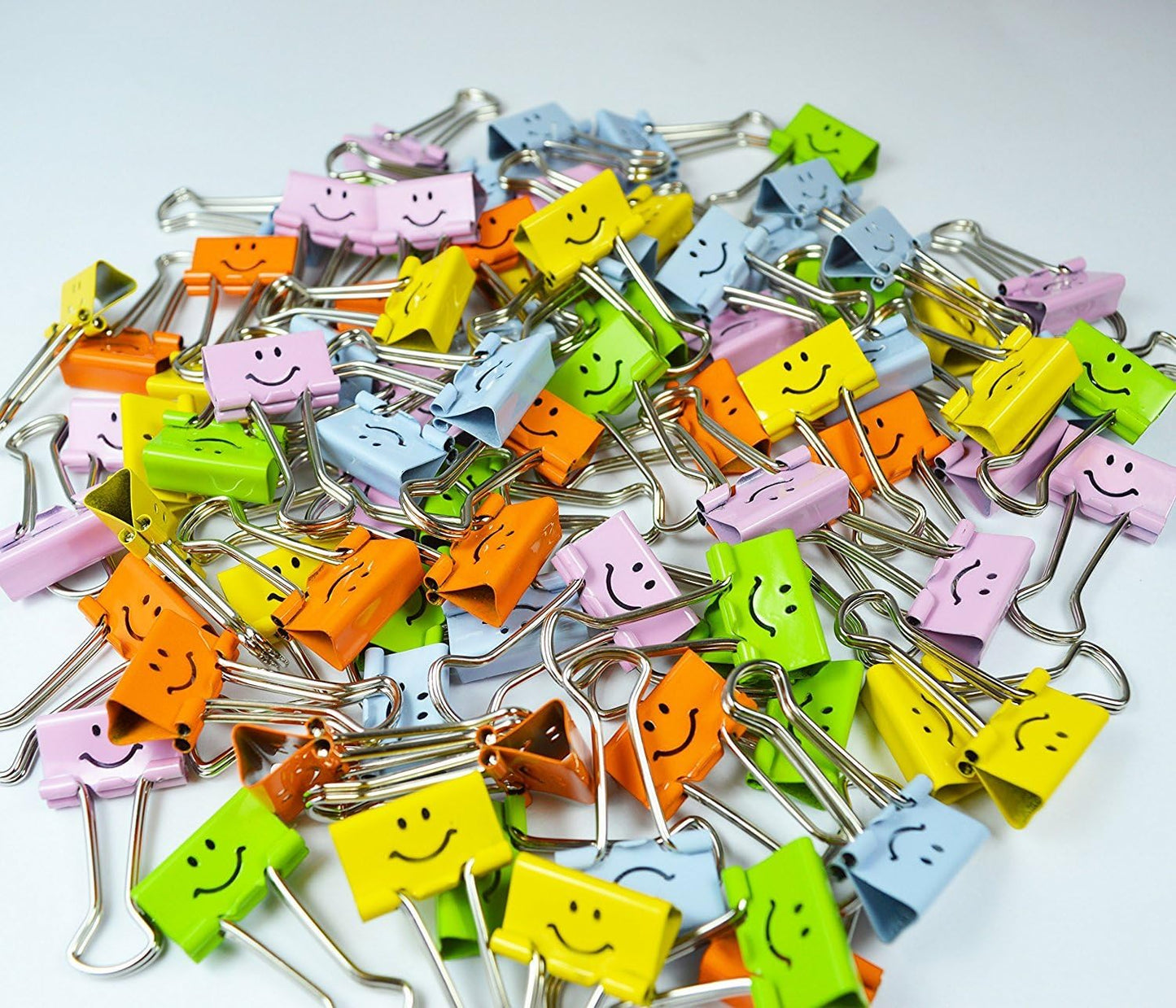 Rapesco 1428 19mm Smile Foldback Clips, Assorted Colours, Pack of 80