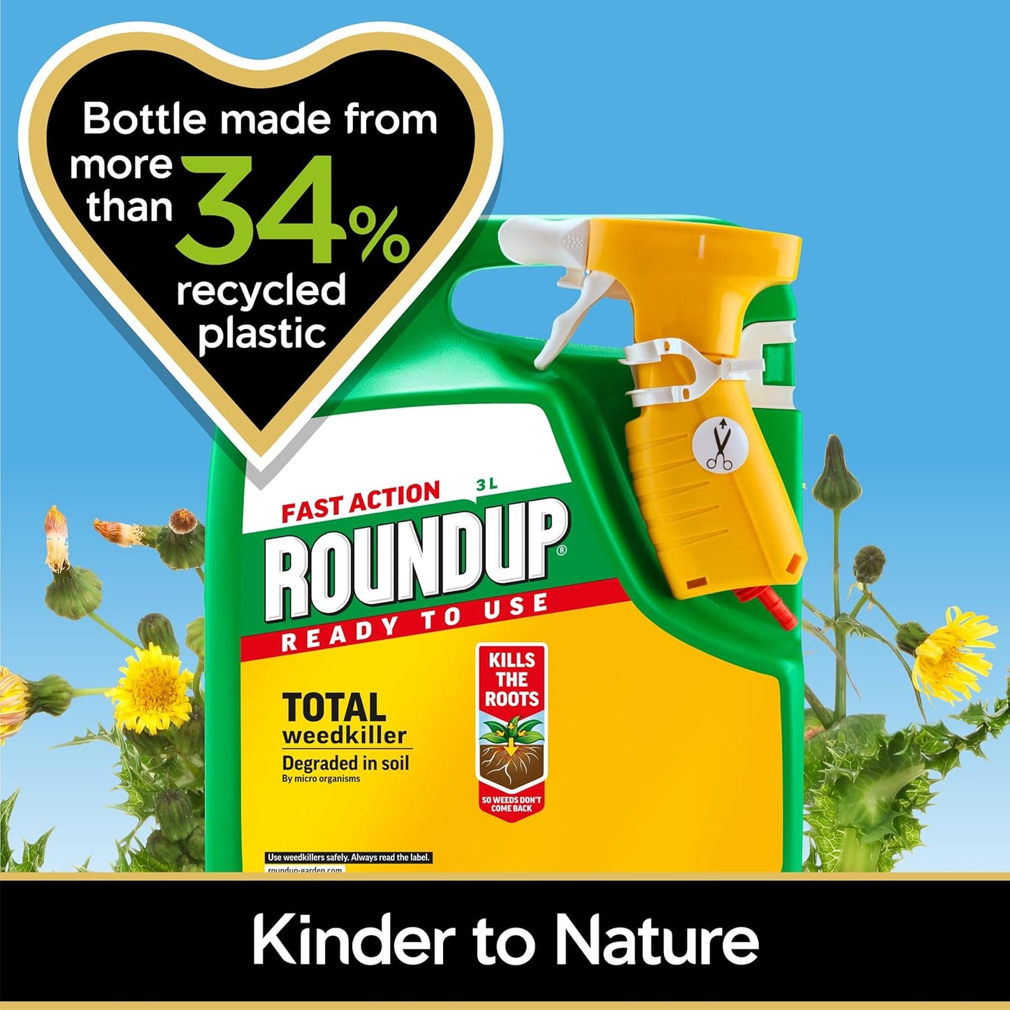 Roundup Fast Action Weedkiller, Ready to Use, Manual Spray, 3 Litre