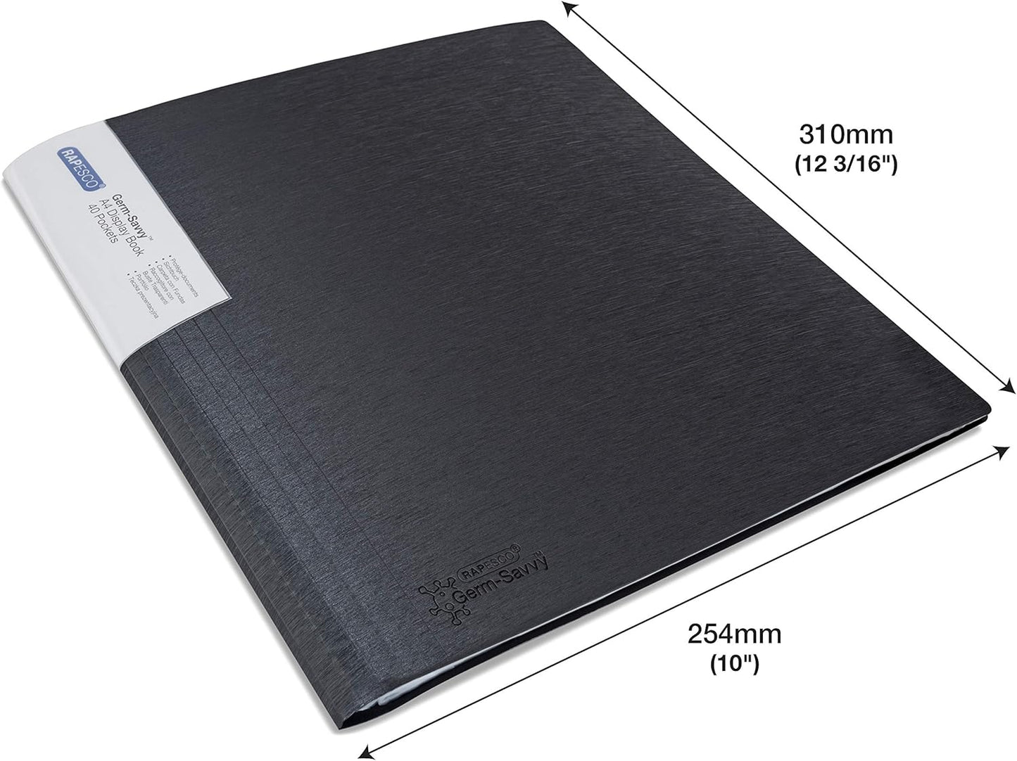 Rapesco 1644 Presentation Folder with Antibacterial Protection, 40 Pockets, A4, Black, Pack of 2