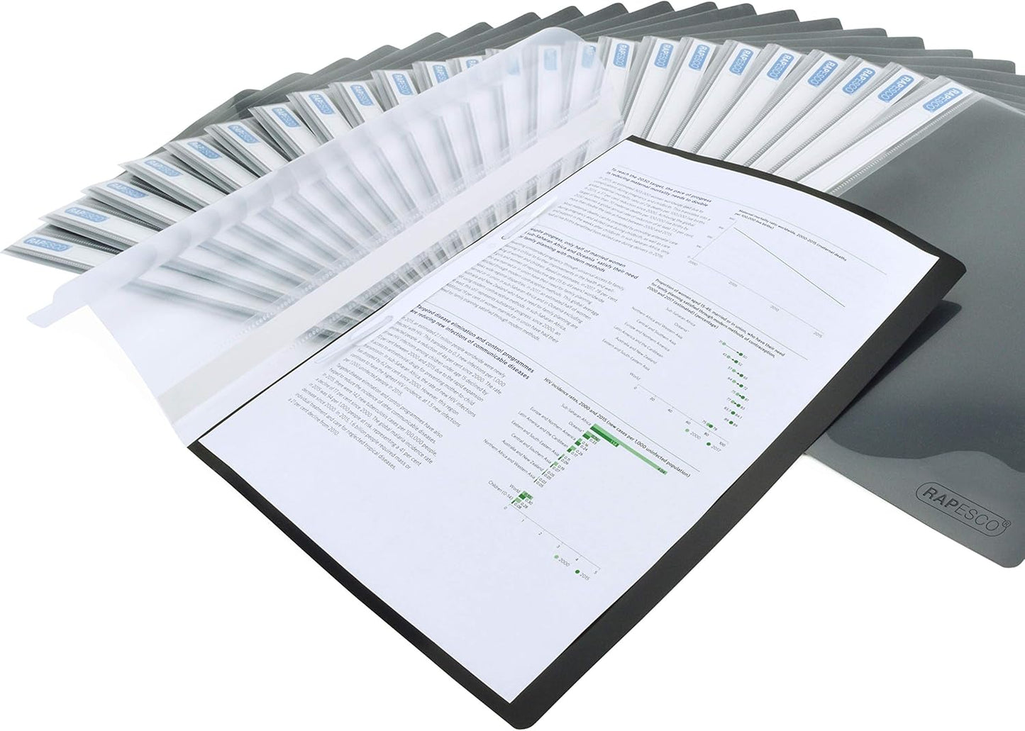 Rapesco 1593 Report File, A4, Black, Pack of 25