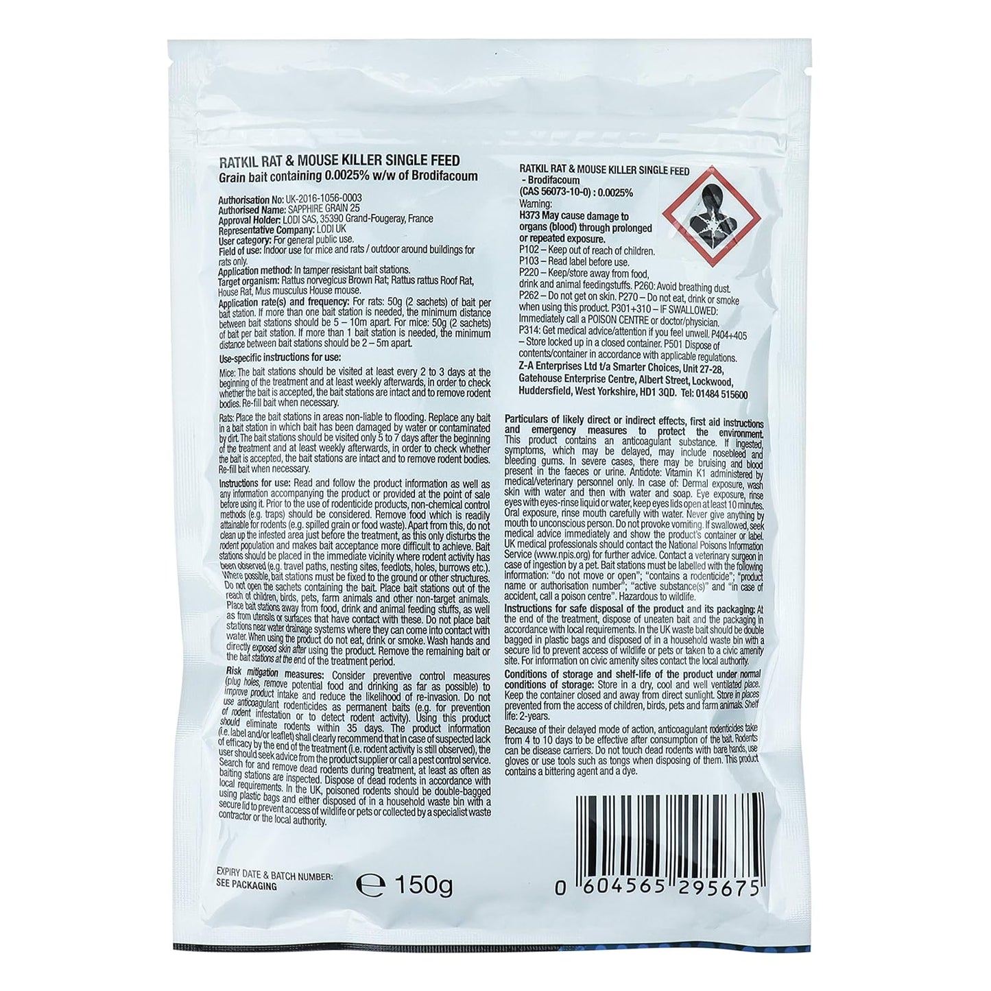 RatKil Rat Poison (6 x25g) Rat Bait & Mouse Poison Grain - Strongest Maximum Strength Rodent Killer - Fast Acting, All Weather, Single Feed Bait Sachets