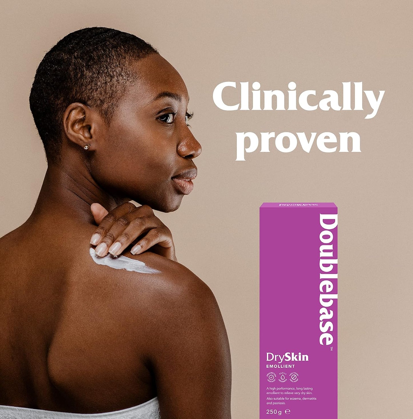 Doublebase Dry Skin Emollient. Clinically Proven Moisturiser for Eczema, Psoriasis and Dermatitis Treatment. Body Cream for Dry Skin Relief, 250g Pump Pack