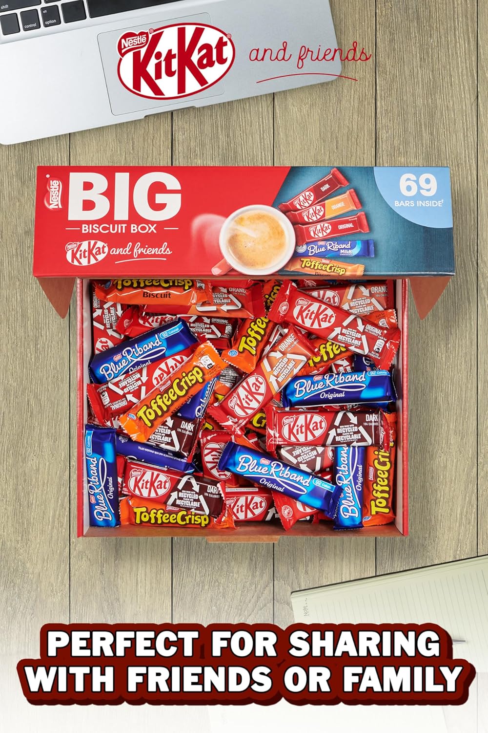 Nestlé Kitkat and Friends Big Biscuit Box | 69 x Chocolate Biscuit Bars - KitKat, Blue Riband, Toffee Crisp | Bulk Chocolate Box 1.357kg