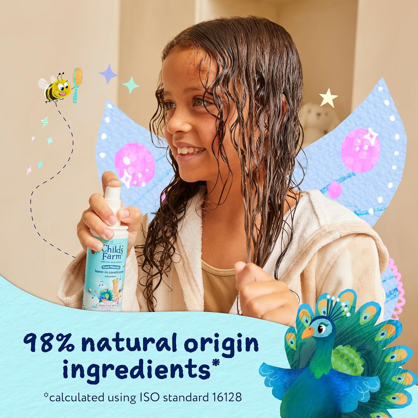 Childs Farm Coco-Nourish Leave-in Conditioner Hair Spray, Define Curls, Smooth, Styling Protector, Coconut, Kids, 100ml